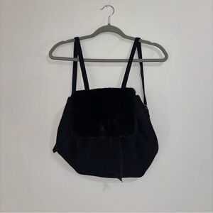 Chic Black Faux Fur Backpack